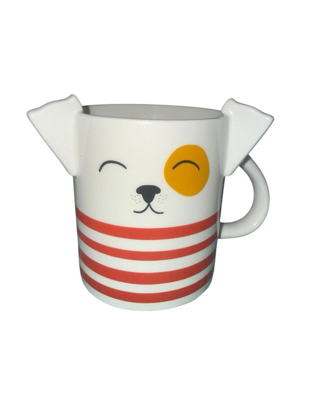 Parker Lane - Stoneware Striped 3D Dog w/ Ears & Tail - Mug - 16oz NEW